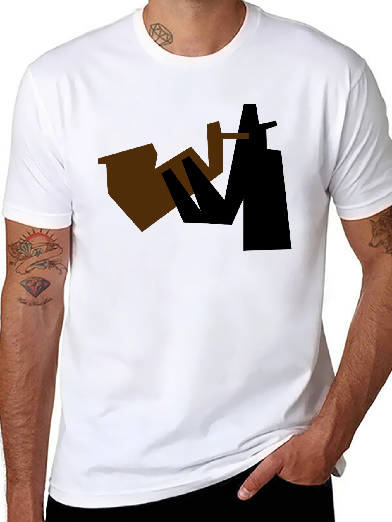 Black Abstract Sax Player Graphic Tee - Black view 8