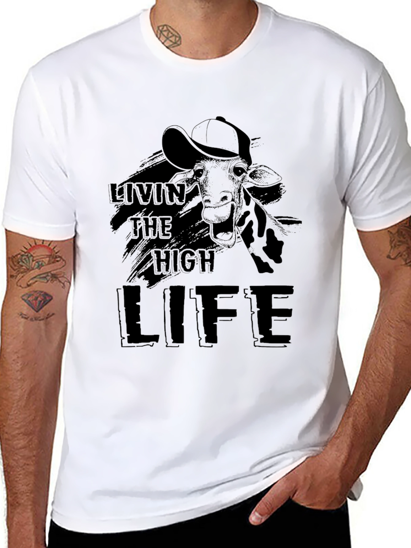 Black Livin' the High Life Giraffe T-Shirt view 8