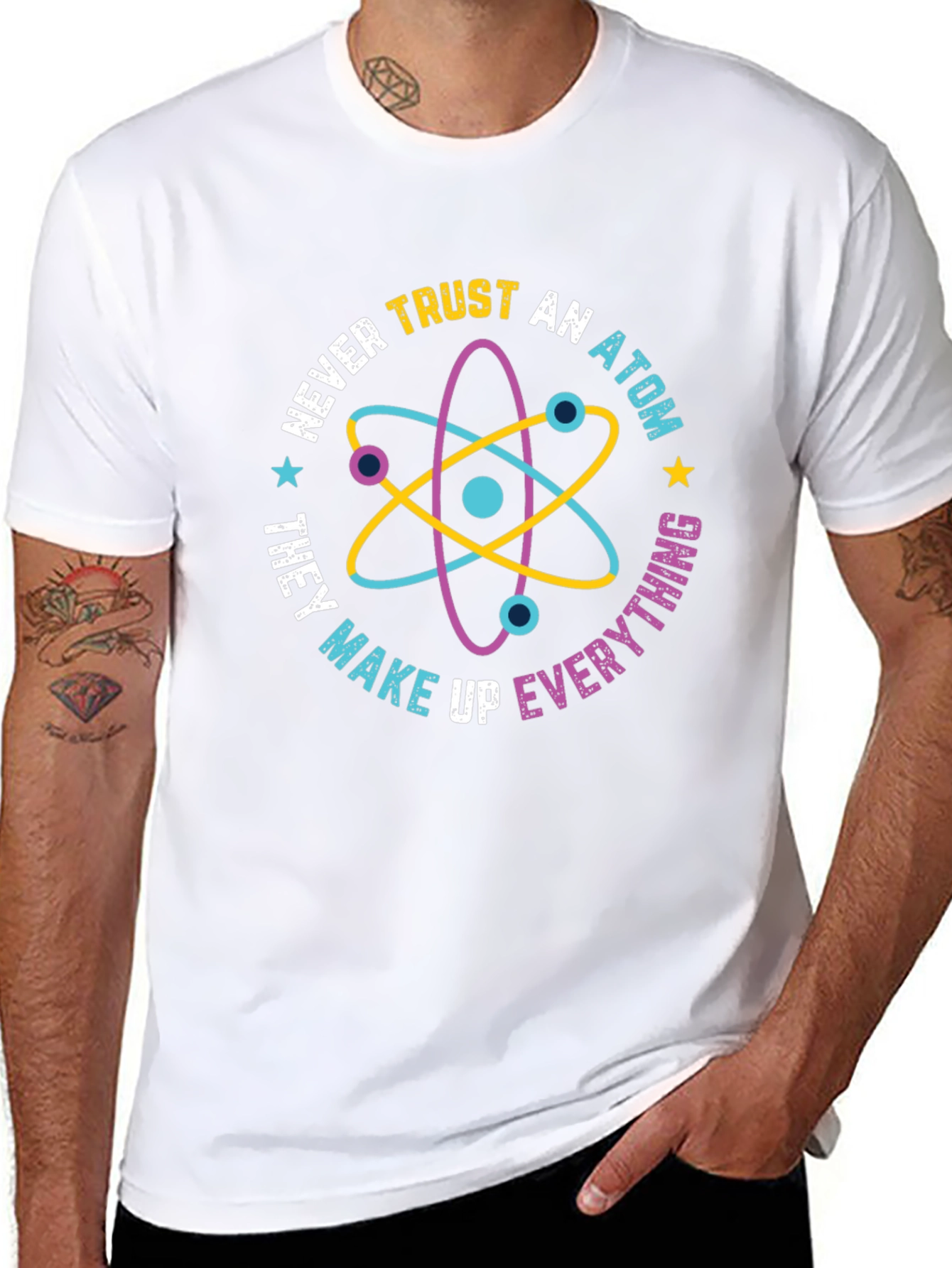 Black Trust No Atom Graphic Tee - Funny Science Shirt view 8