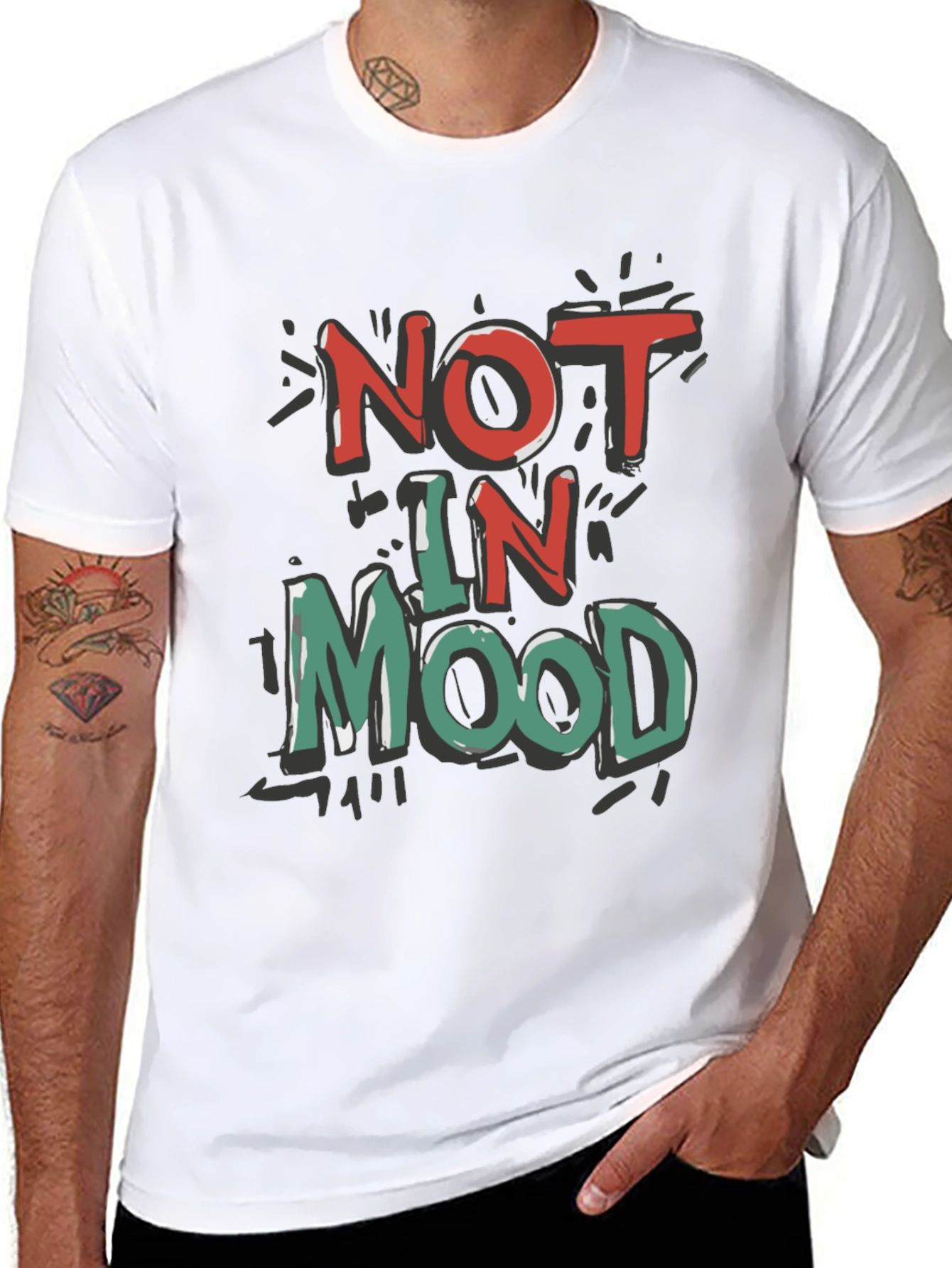 Black Not in Mood Graphic Tee - Unisex Casual T-Shirt view 8