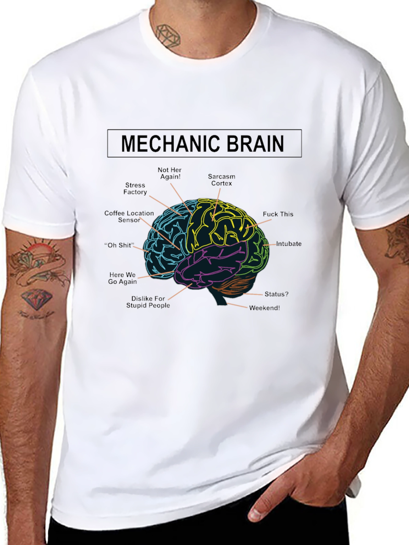 Black Mechanic Brain T-Shirt Funny Mechanic Gift view 8