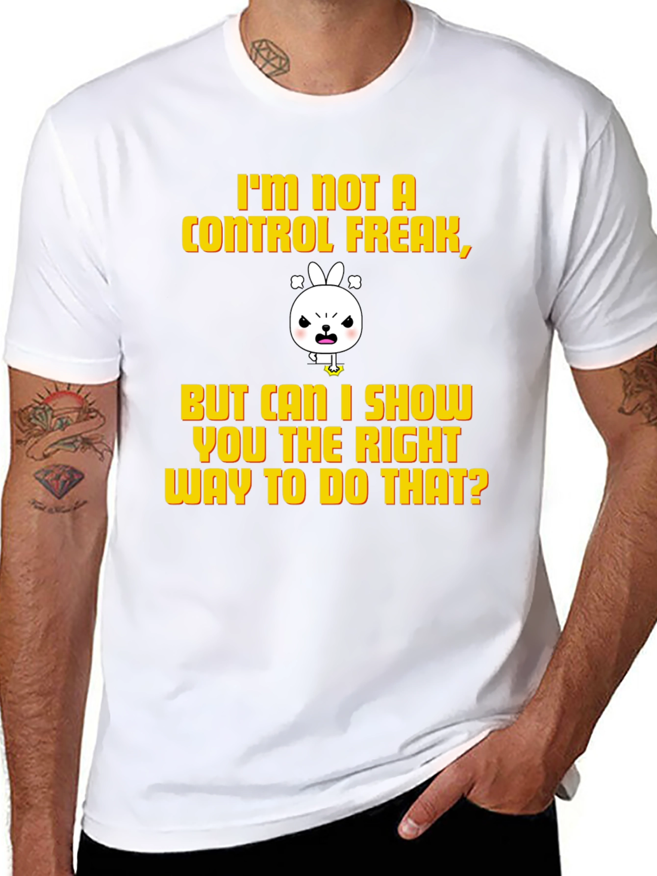 Black Control Freak Graphic Tee - Funny Novelty T-Shirt view 8