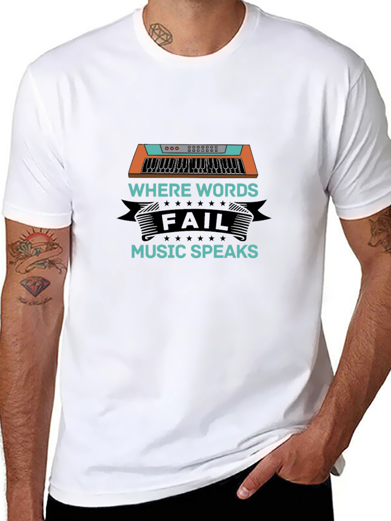 Black Music Speaks T-Shirt - Keyboard Design view 8