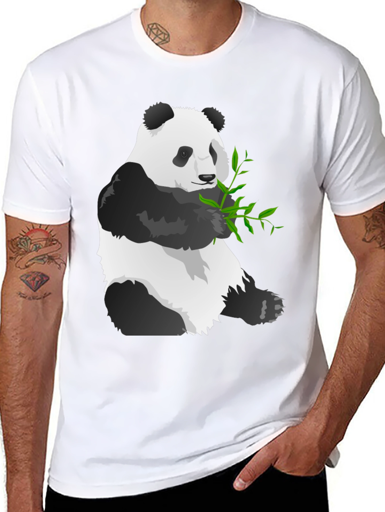 Black Panda Graphic Tee - Soft Black Cotton Blend view 8