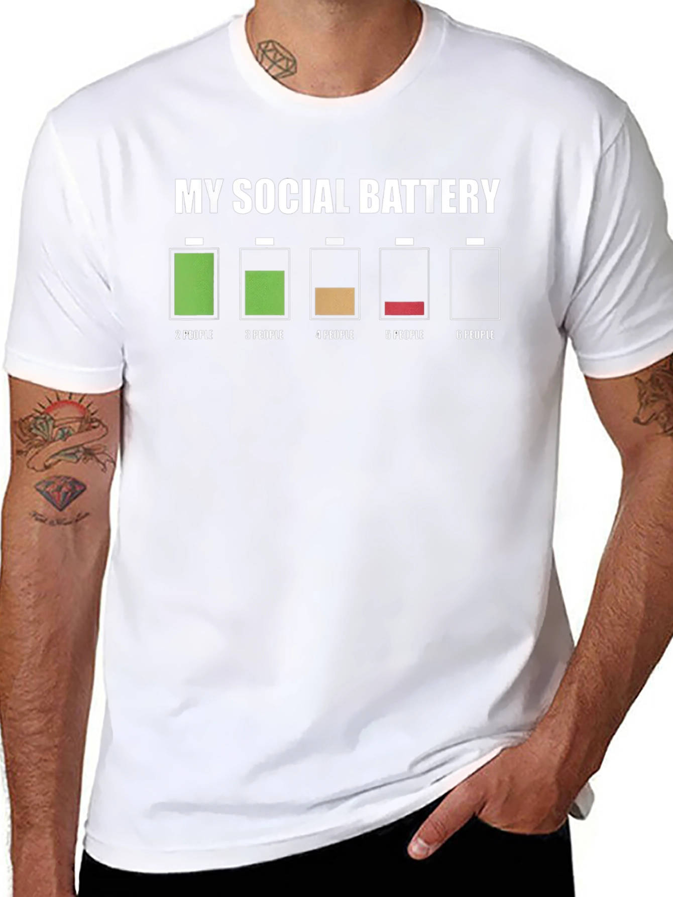 Black Social Battery Graphic Tee - Introvert Humor view 8