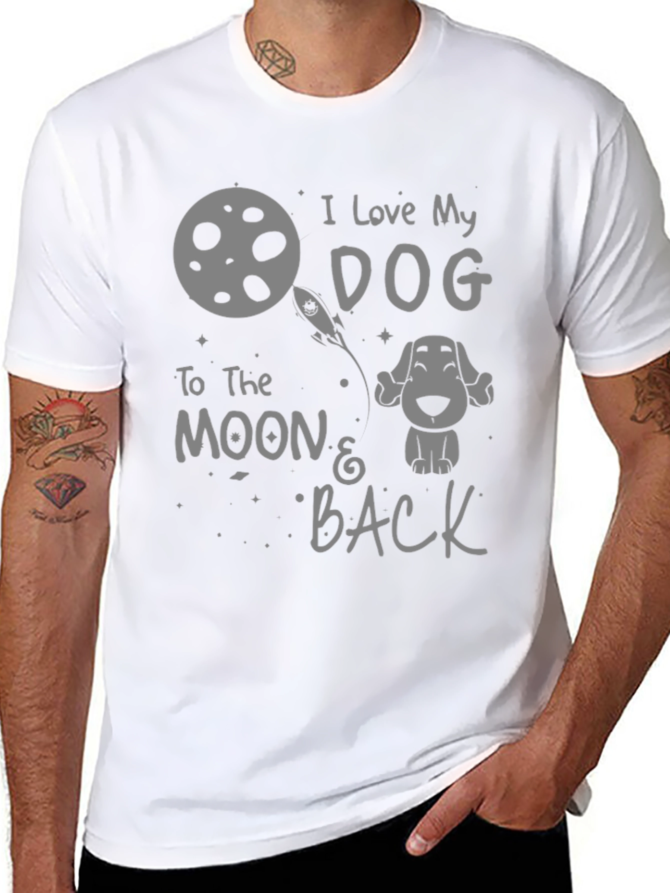 Black I Love My Dog To The Moon And Back T-Shirt view 8
