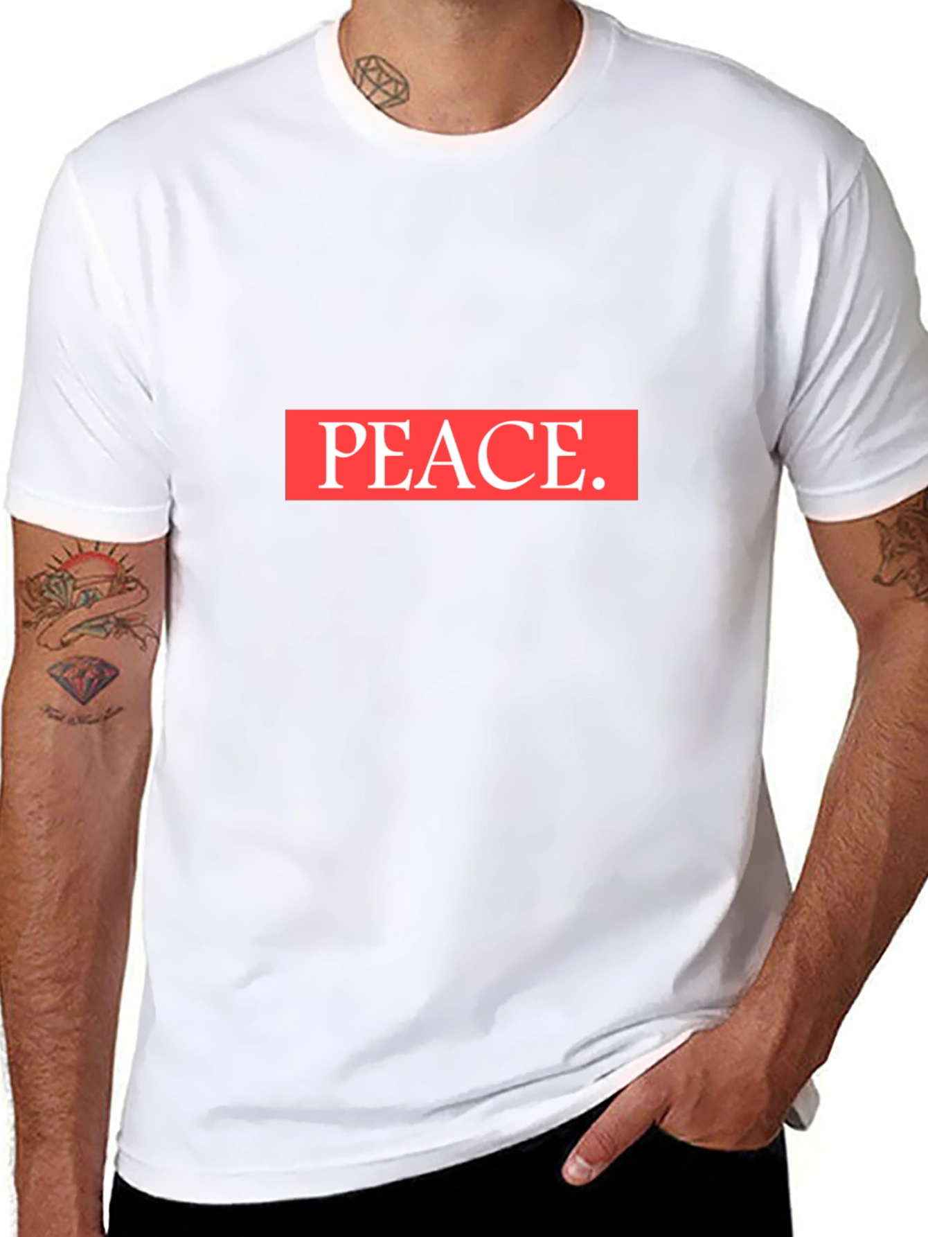 Black Peace Graphic Tee - Soft Cotton Casual Shirt view 8