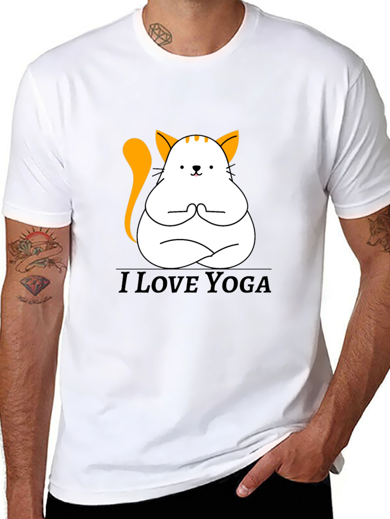Black Yoga Cat T-Shirt - Meditating Kitten Graphic Tee view 8