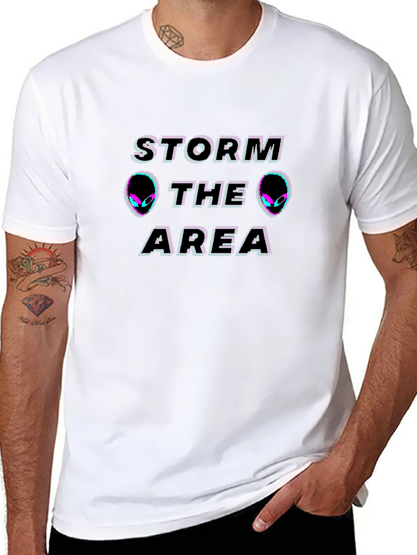 Black Storm the Area T-Shirt | Alien Graphic Tee view 8