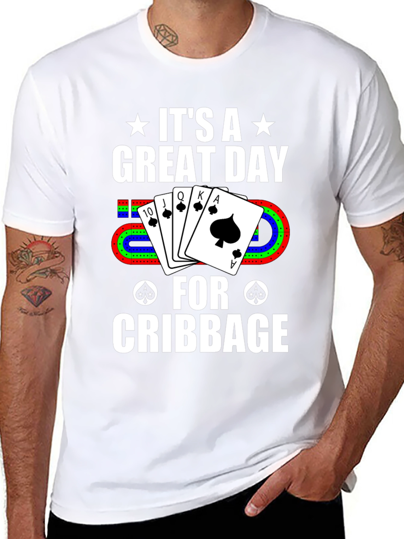 Black Cribbage Player T-Shirt - Great Day for Cribbage view 8