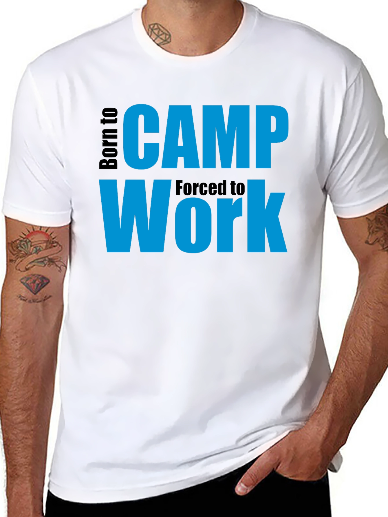 Black Born to Camp T-Shirt - Funny Outdoor Tee view 8