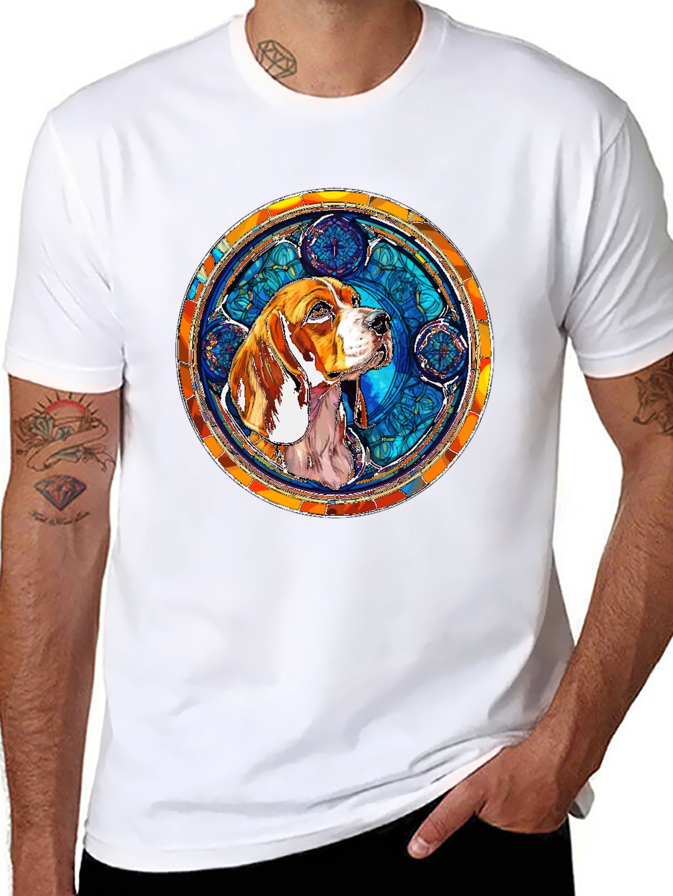 Black Dog Stained Glass Style Graphic Tee view 8
