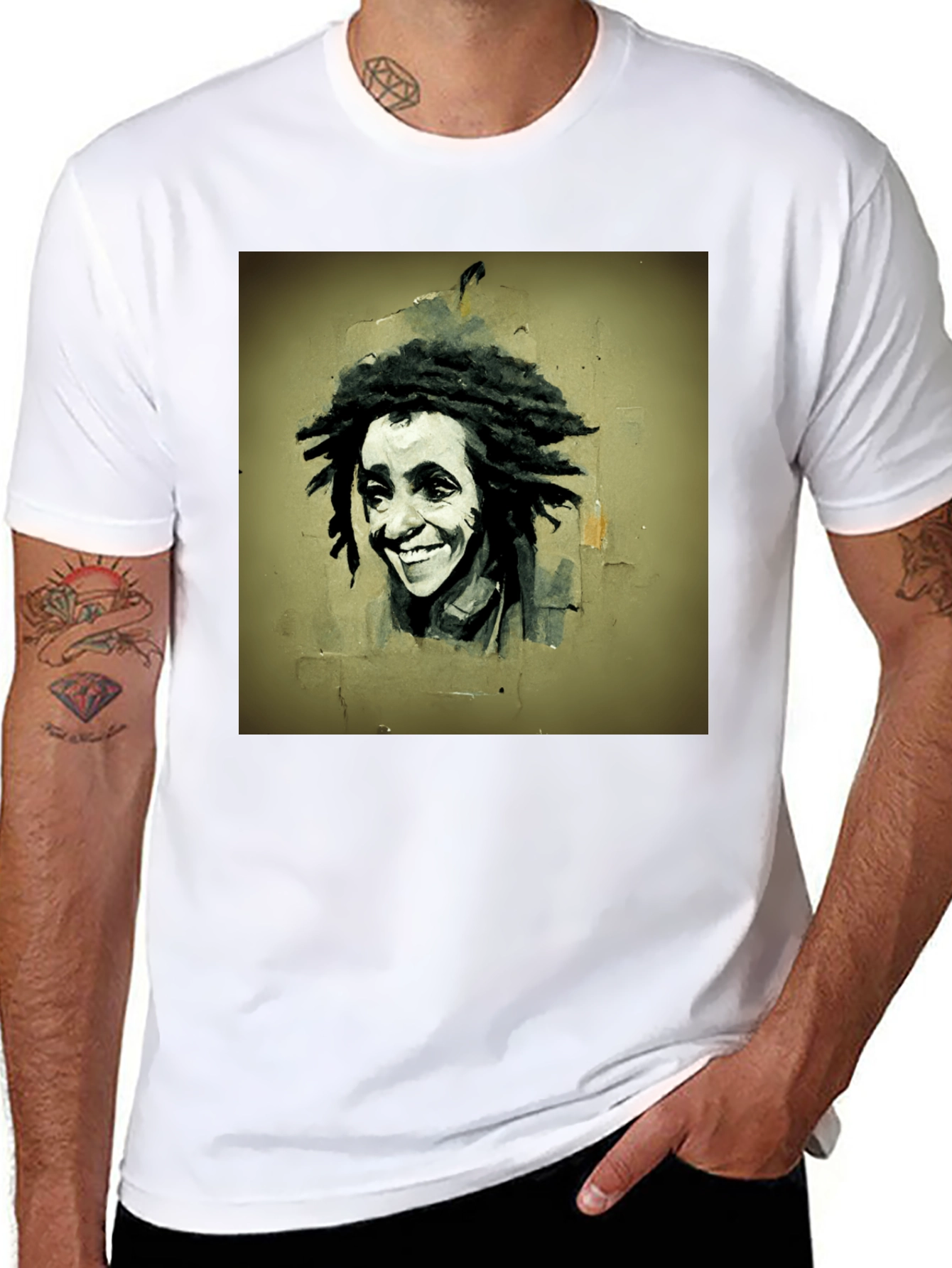 Black Rasta Portrait Graphic Tee - Unique Style view 8