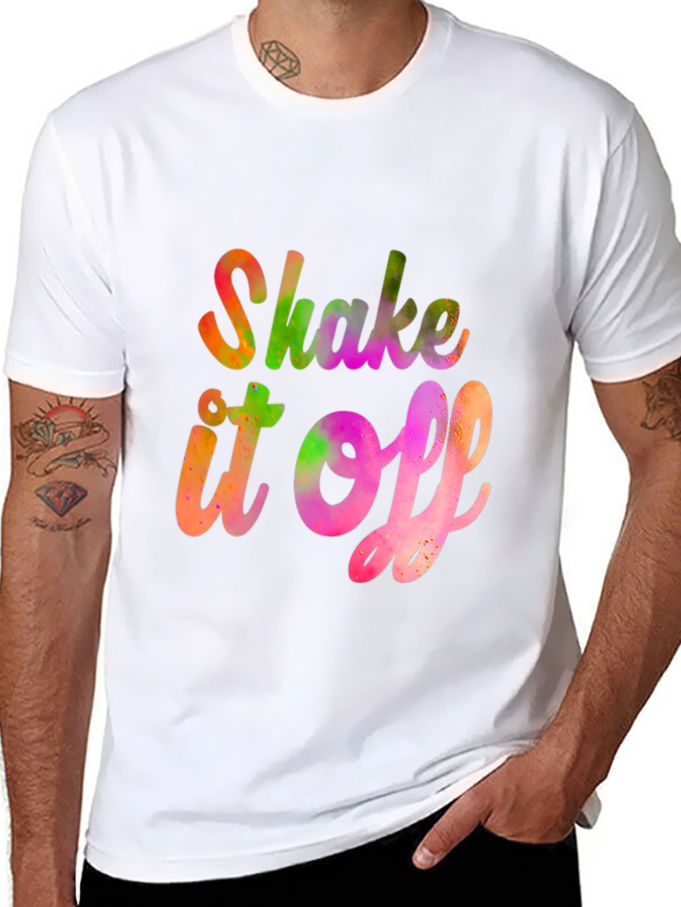 Black Shake It Off Graphic Tee - Vibrant Trendy Design view 8