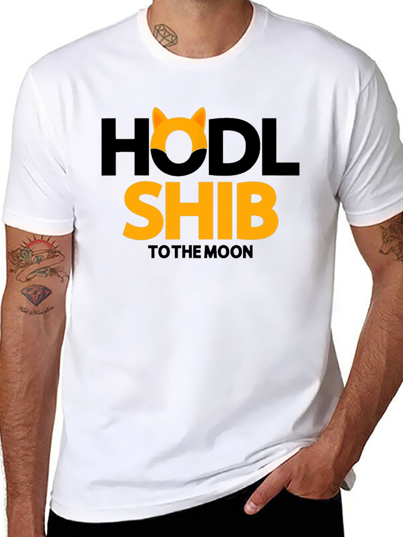 Black HODL Shib to the Moon Black T-Shirt view 8