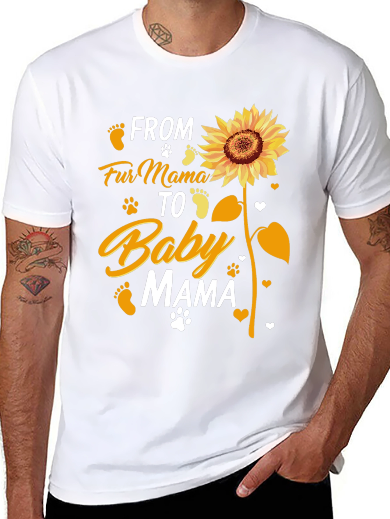Black Fur Mama to Baby Mama Sunflower Graphic T-Shirt view 8