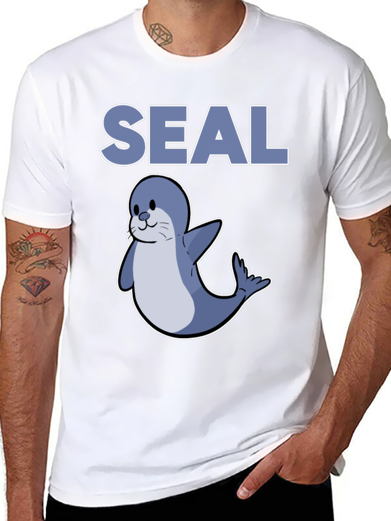 Black Cute Seal Graphic T-Shirt - Black view 8