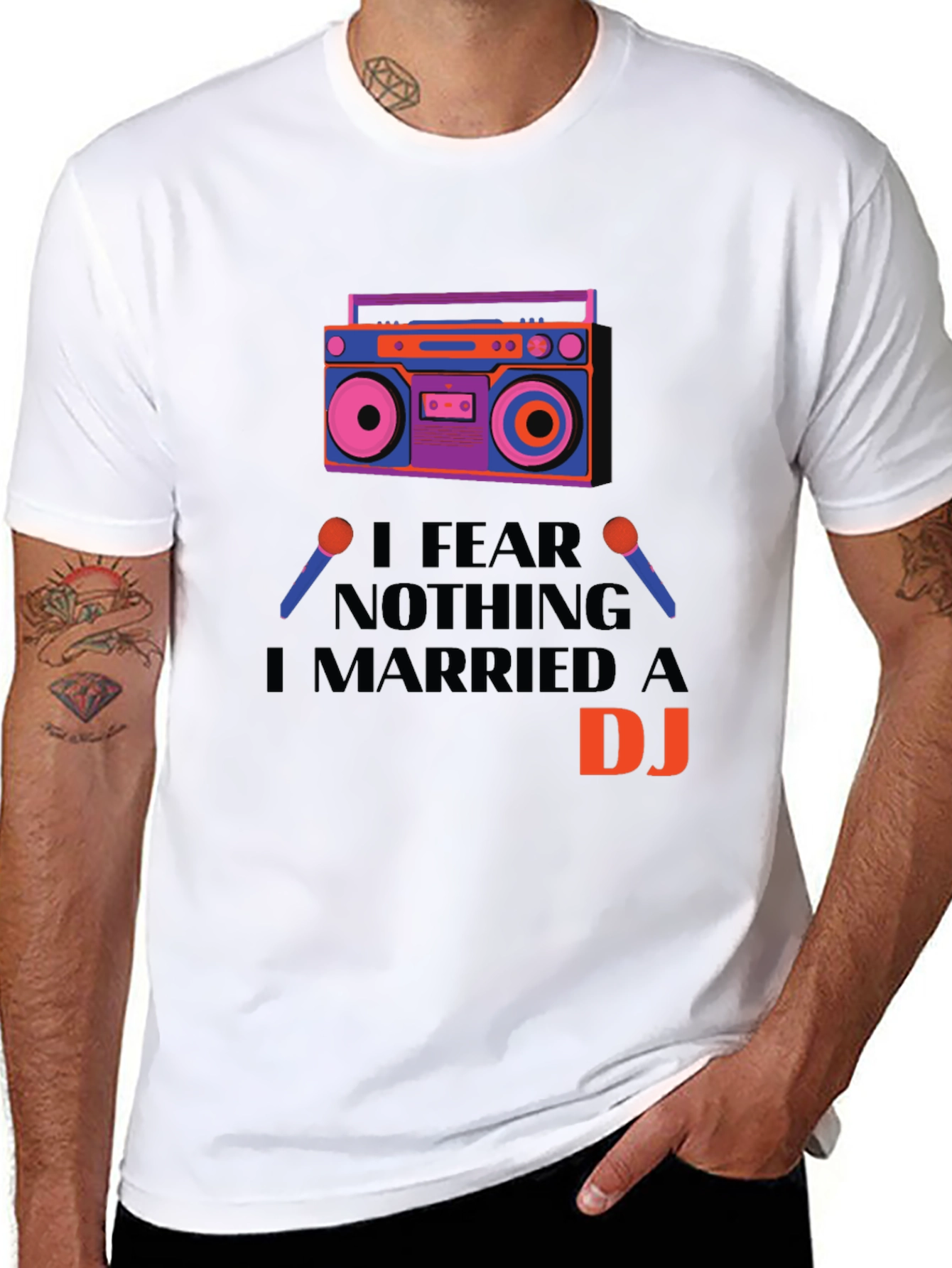 Black I Married a DJ Graphic T-Shirt view 8