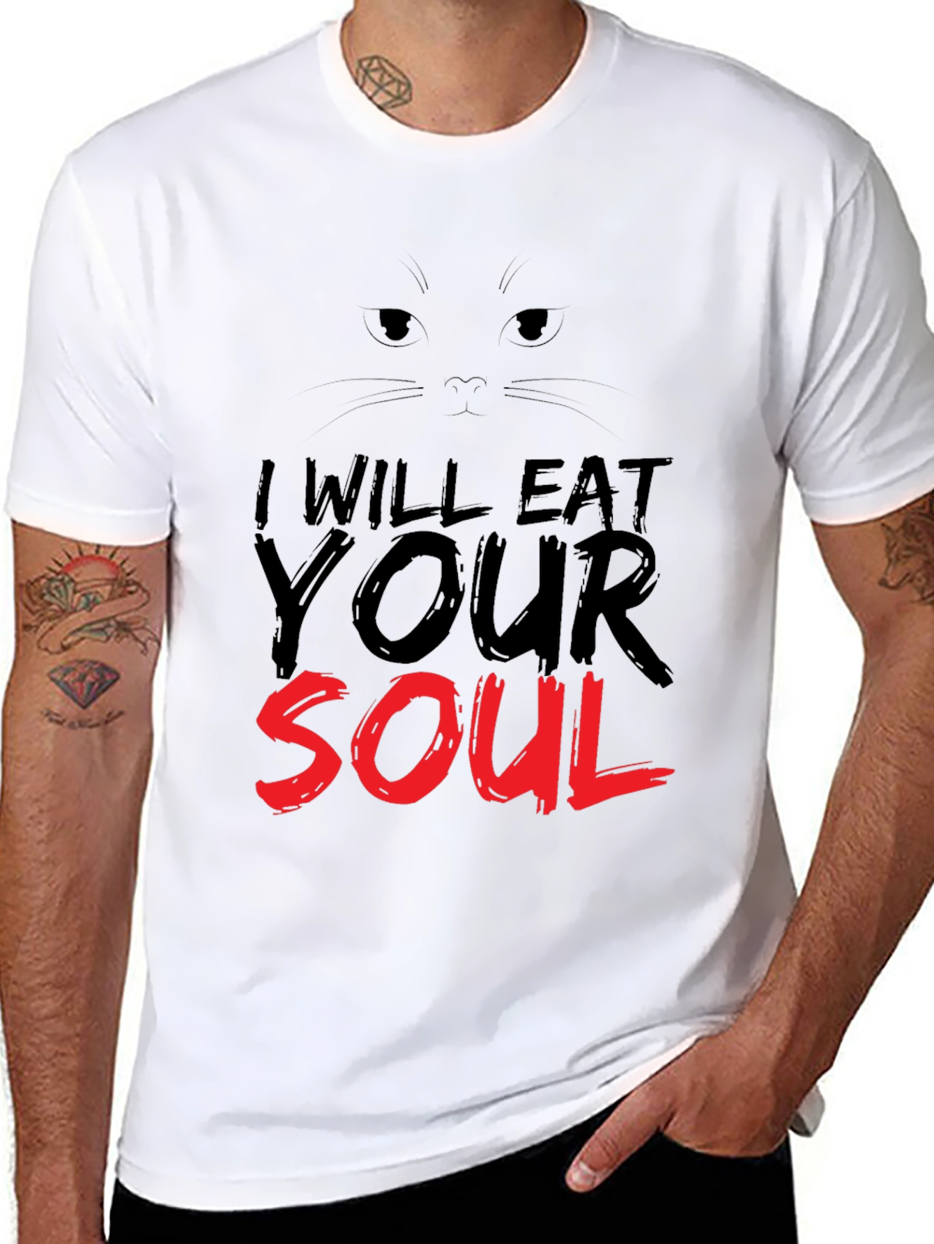 Black I Will Eat Your Soul Graphic Tee - Black Cat view 8