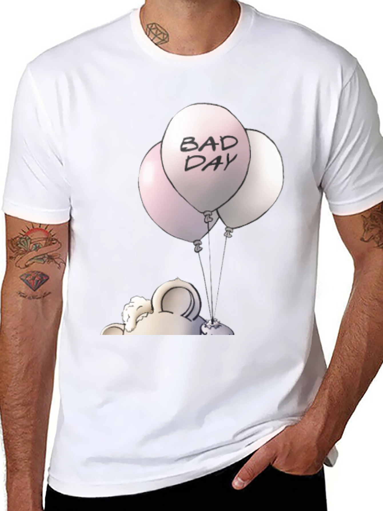 Black Bad Day Balloons Graphic Tee - Unisex Black T-Shirt view 8