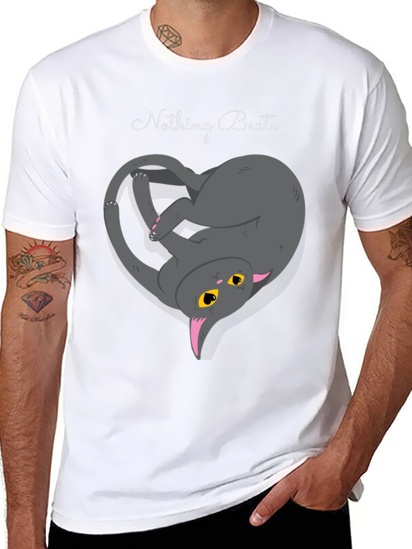 Black Nothing Beats Cat Love T-Shirt view 8