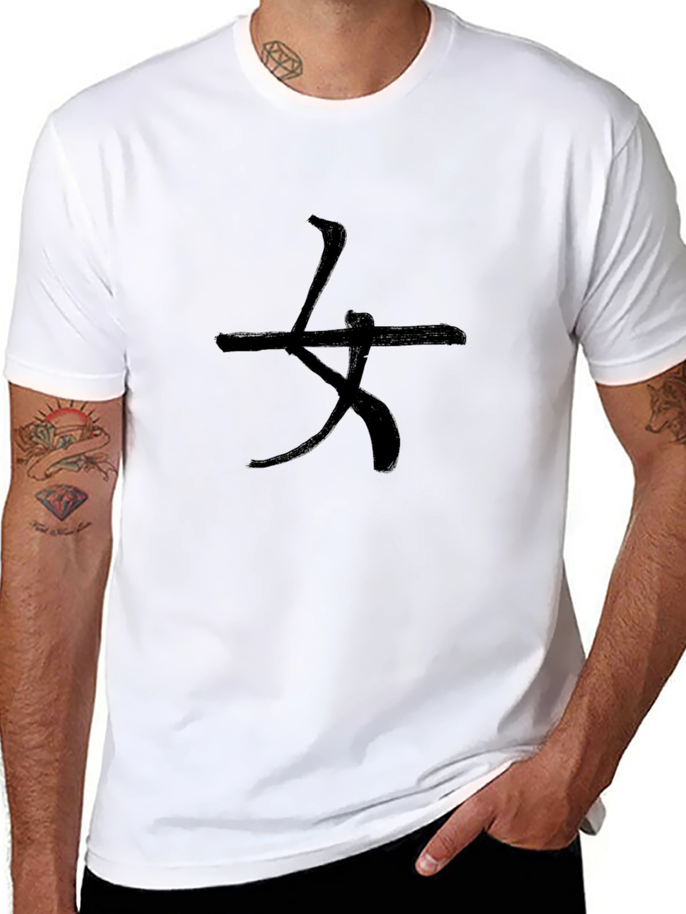 Black Kanji Character Black T-Shirt view 8