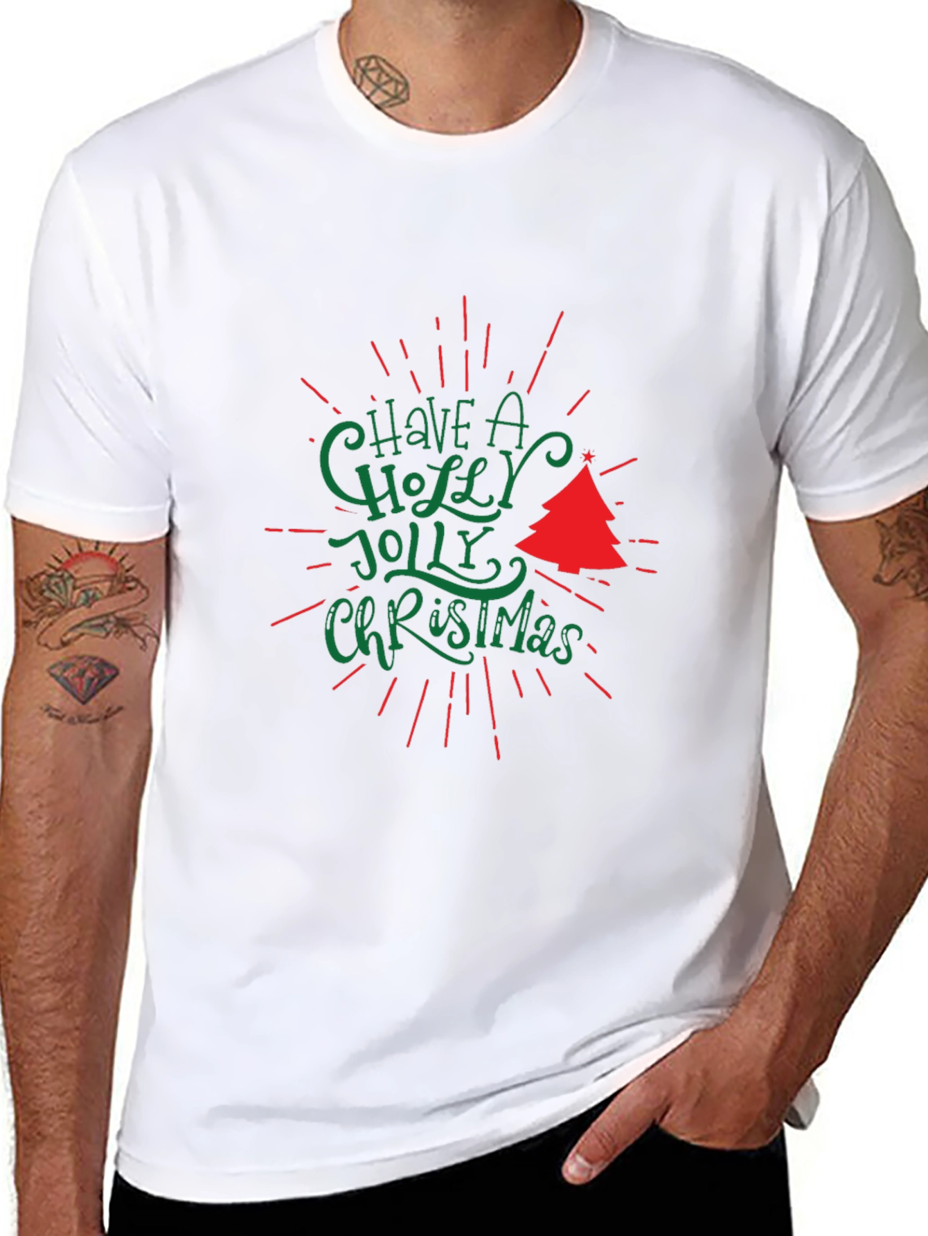 Black Holiday T-Shirt: Have a Holly Jolly Christmas Tee view 8