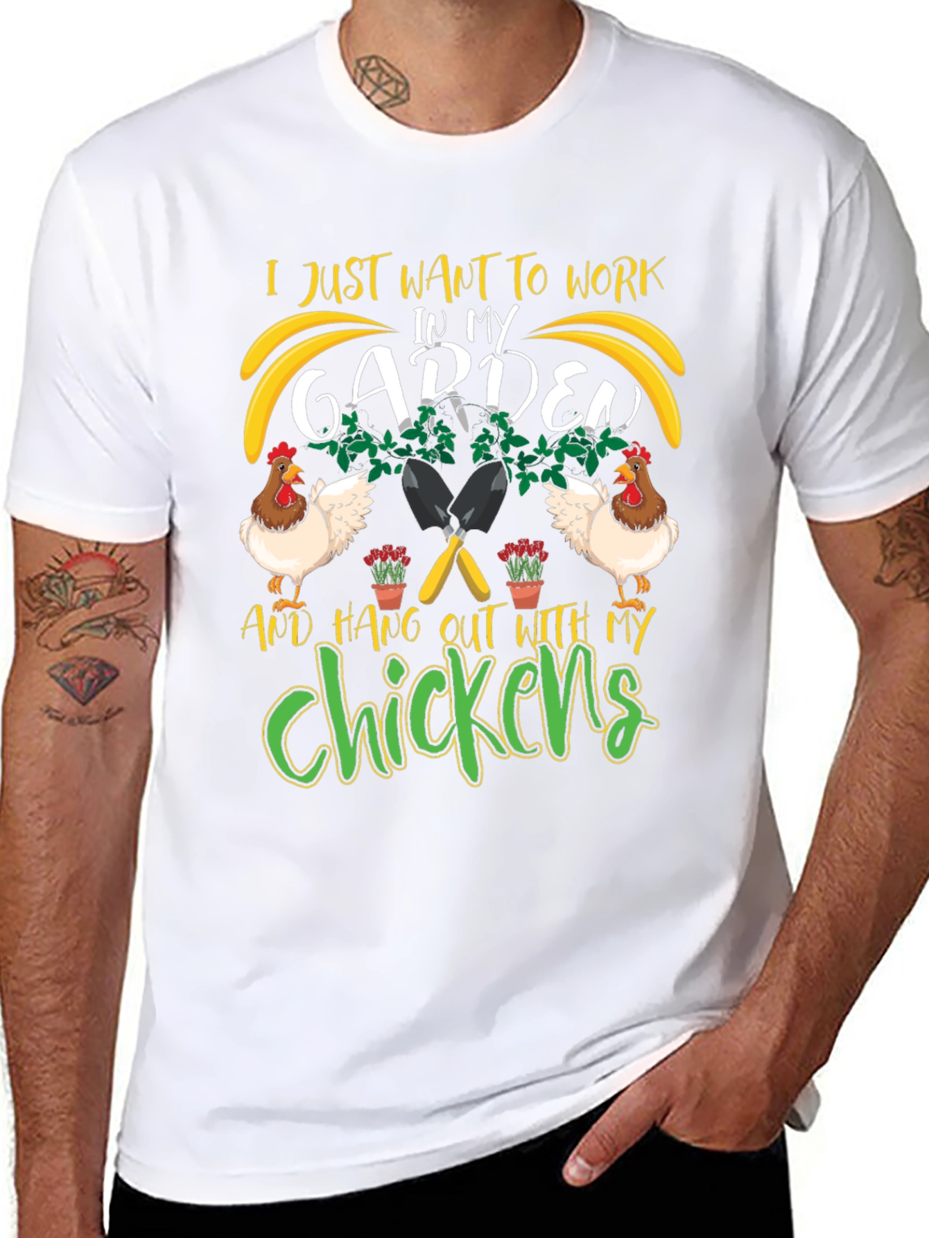 Work in My Garden with Chickens T-Shirt - 8