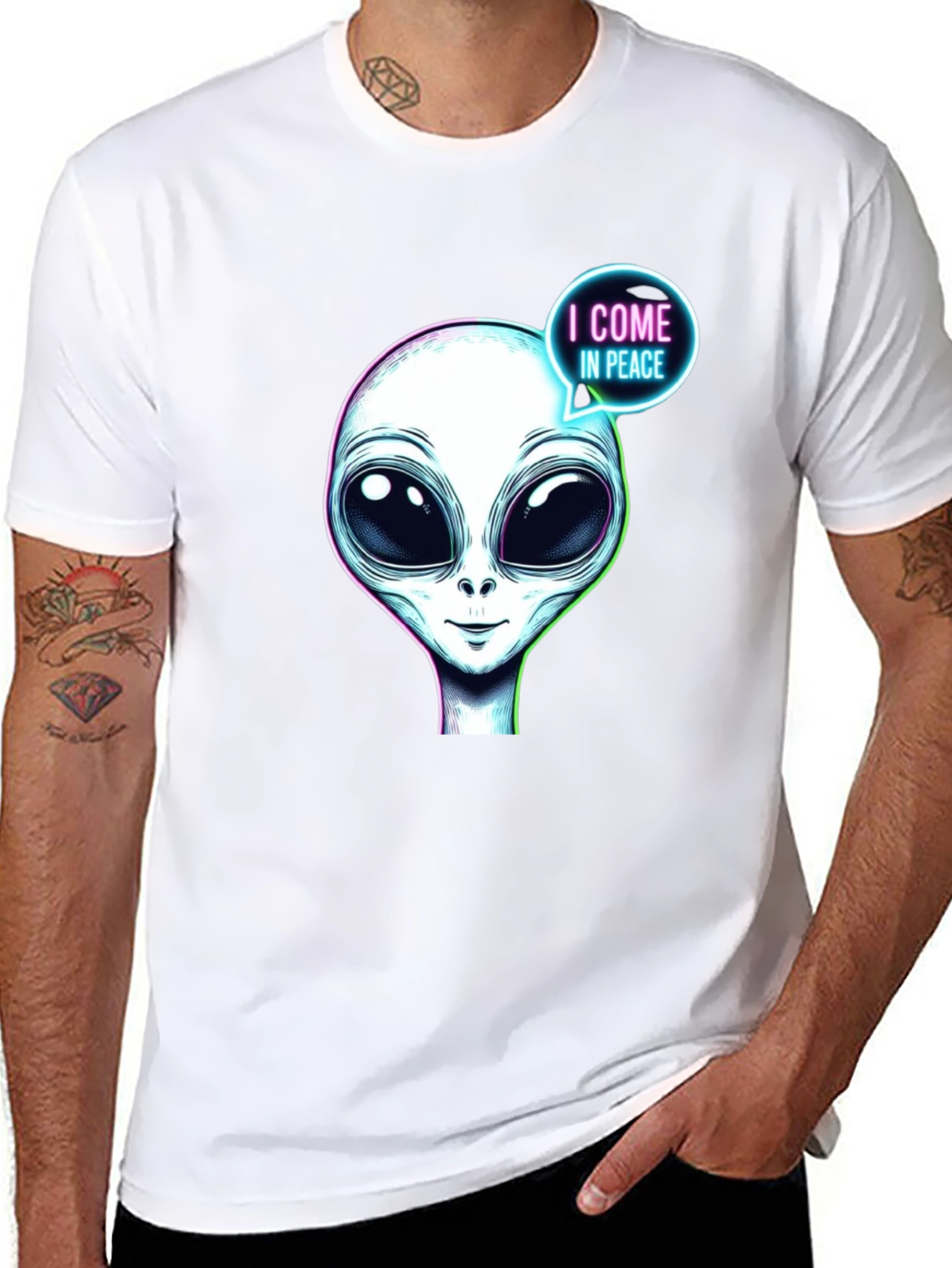 Alien T-Shirt - I Come In Peace - Black - 8