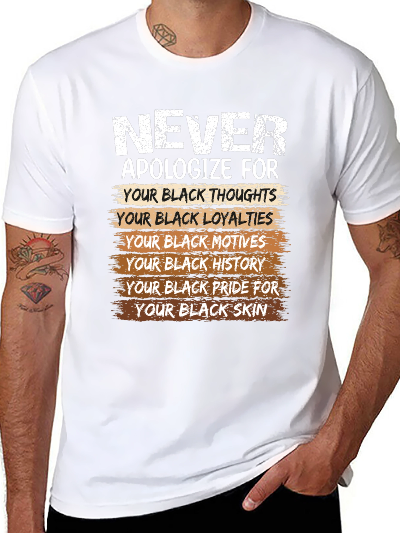 Black Never Apologize Black Pride T-Shirt view 8