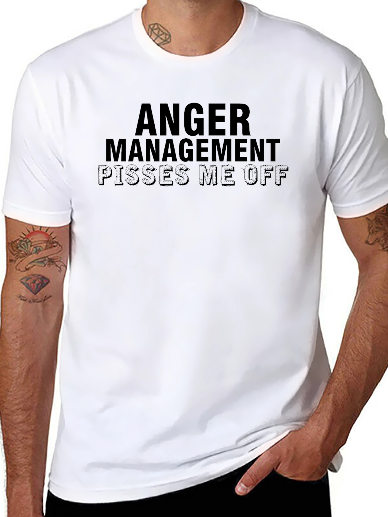 Black Anger Management Pisses Me Off Slogan T-Shirt view 8
