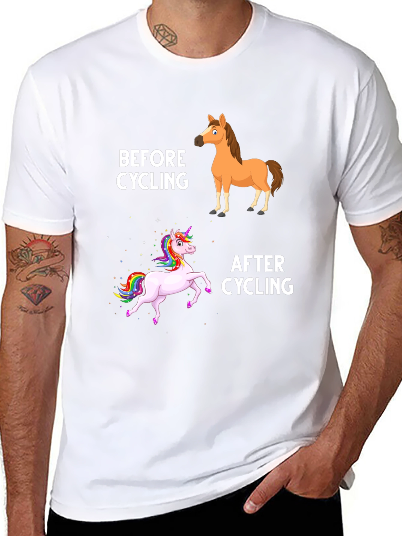 Black Cycling Horse/Unicorn T-Shirt view 8
