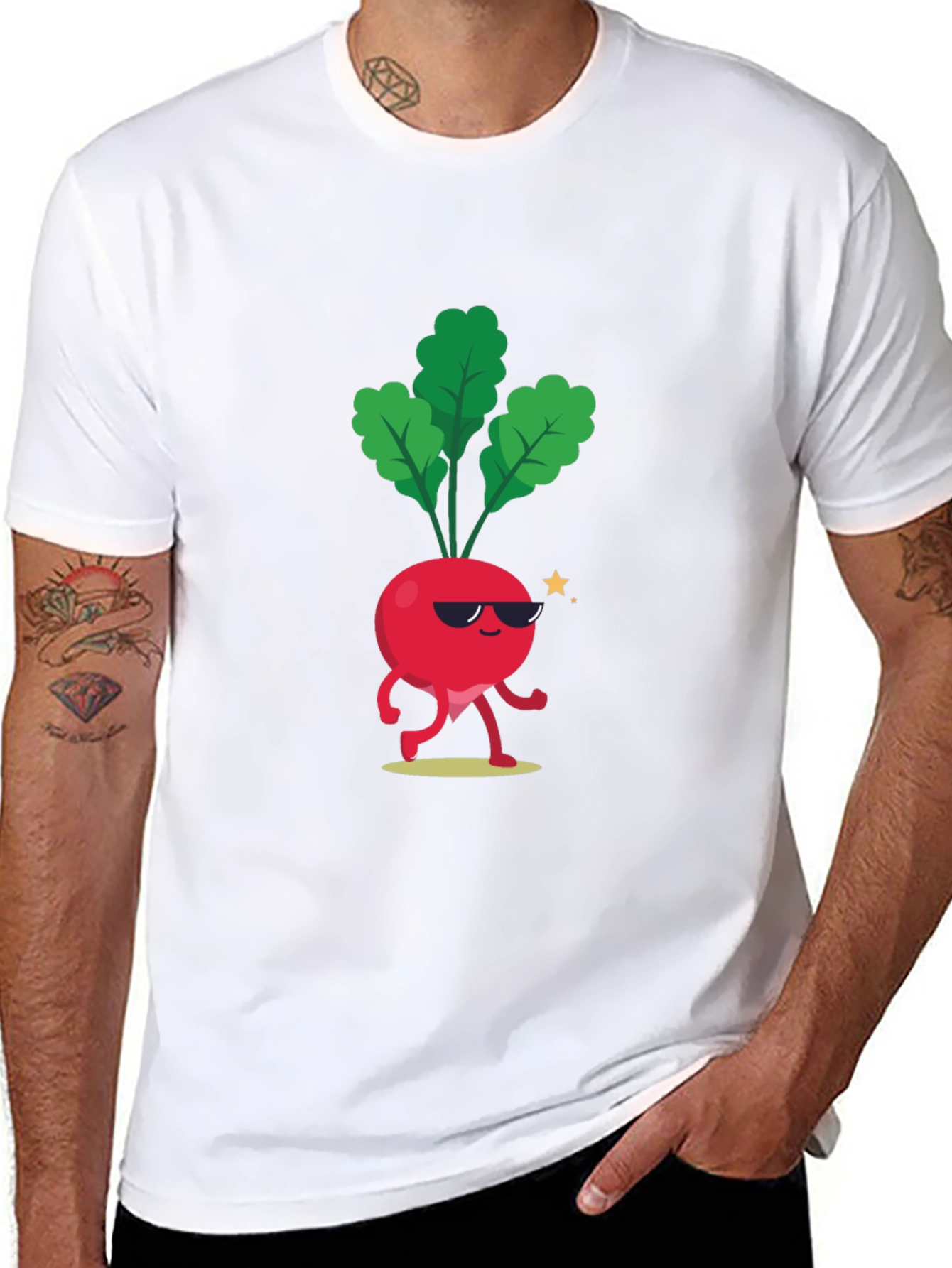 Black Cool Beet T-Shirt - Funny Cartoon Vegetable Tee view 8