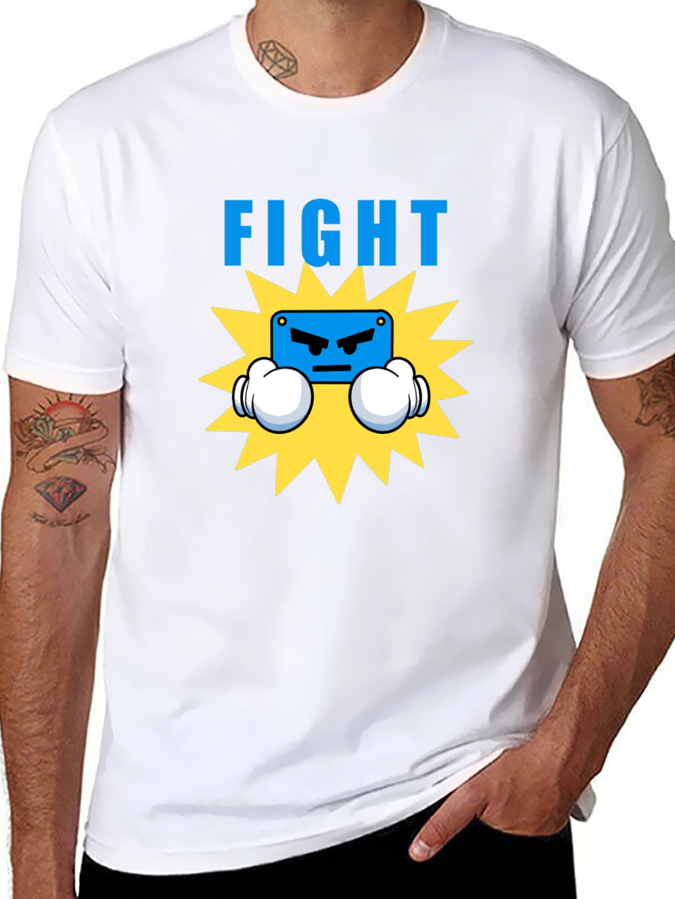 Black Fight Graphic T-Shirt - Boxing Cartoon Design view 8