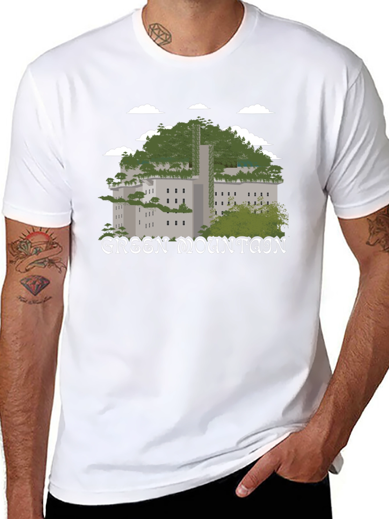Black Green Mountain Graphic T-Shirt - Nature Inspired Tee view 8