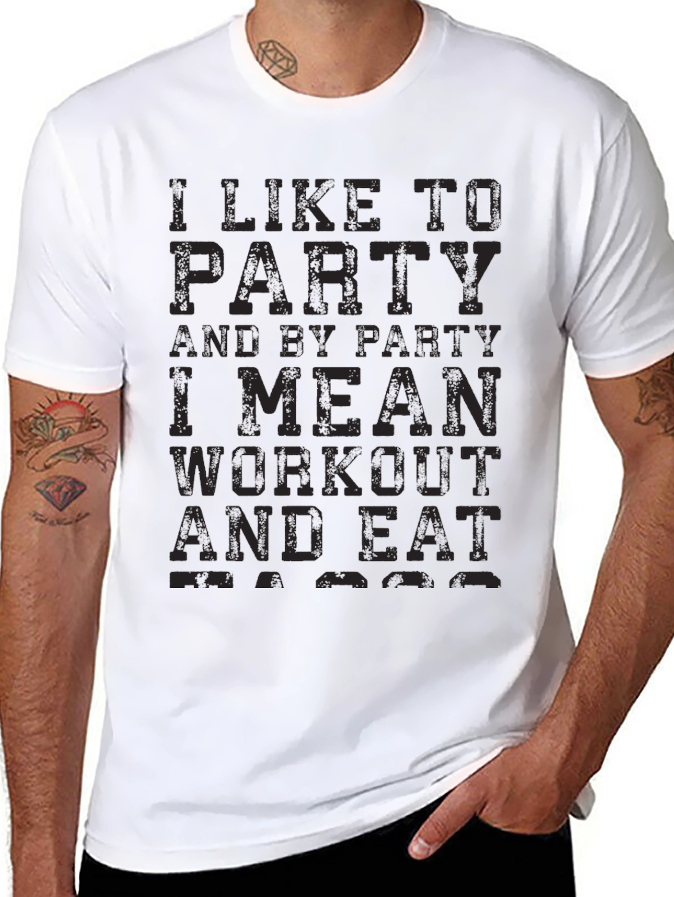 Black Funny Workout Black T-Shirt: Party to Workout view 8