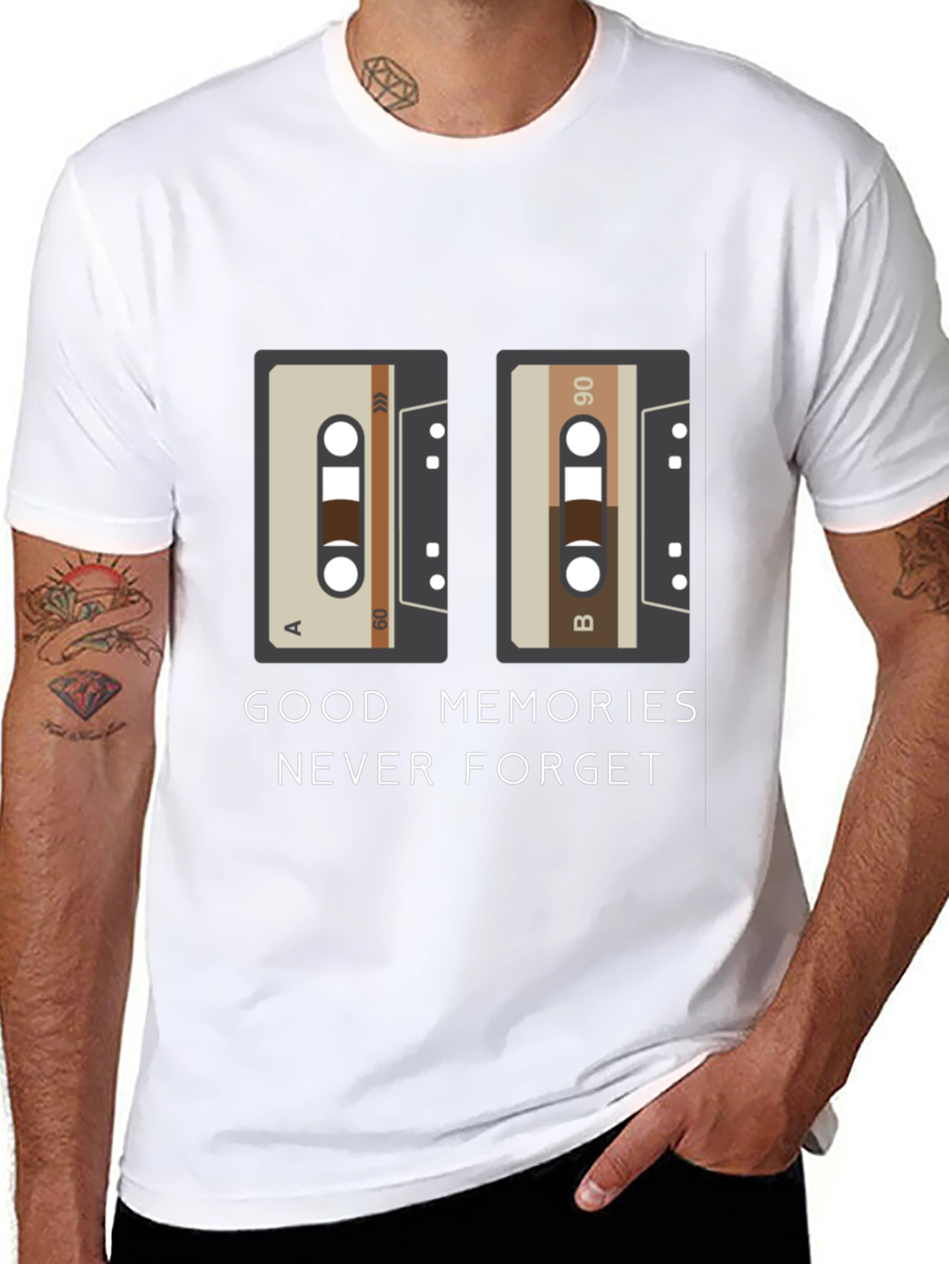 Black Good Memories Never Forget Cassette Tape T-Shirt view 8