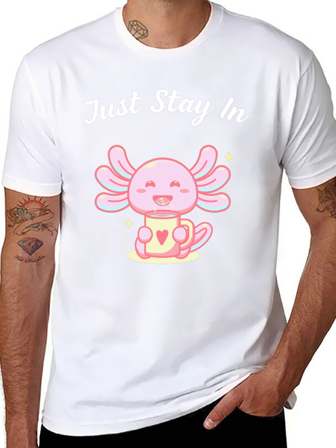 Black Just Stay In Axolotl T-Shirt view 8