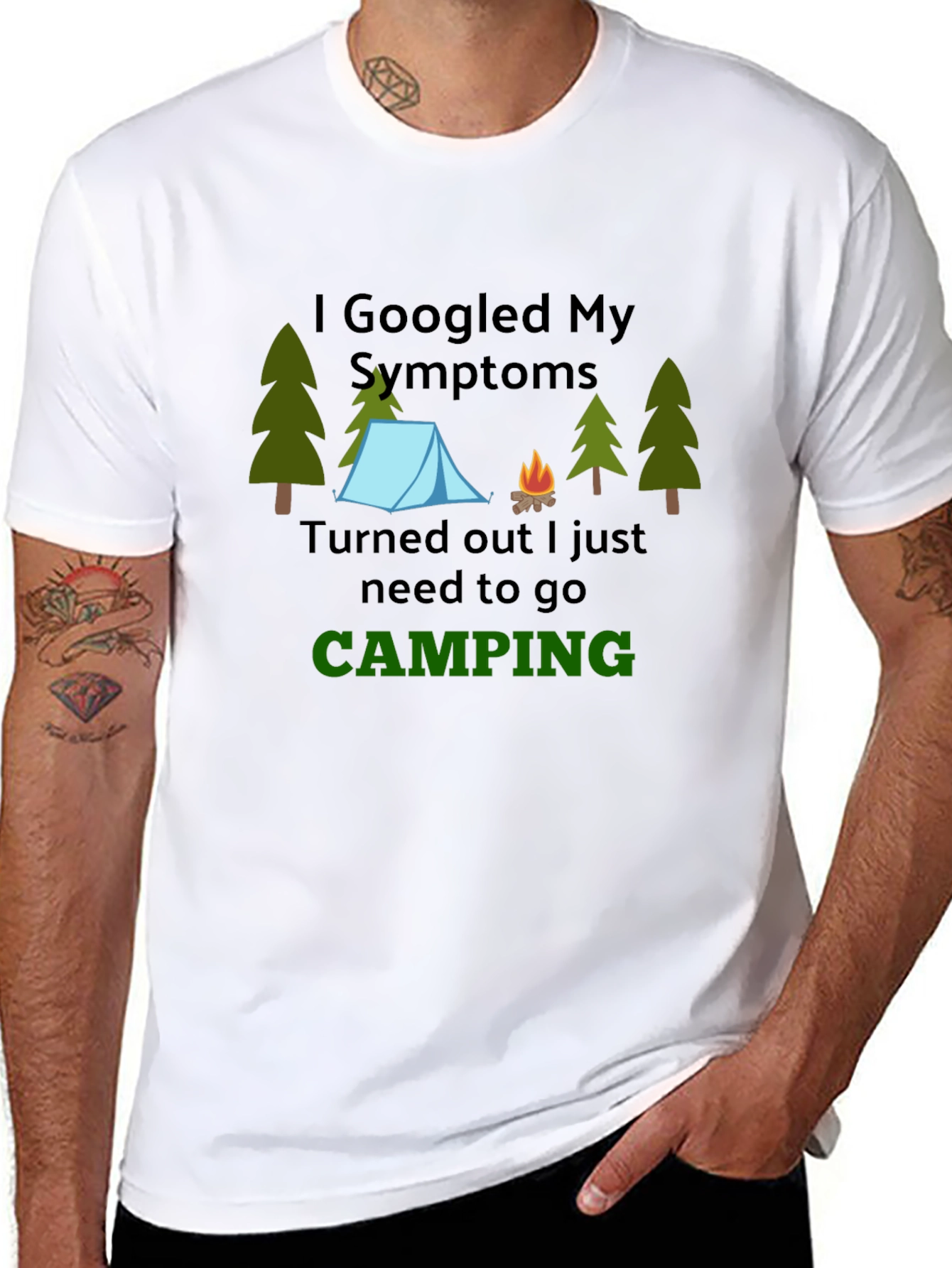Black I Googled My Symptoms Camping T-Shirt view 8