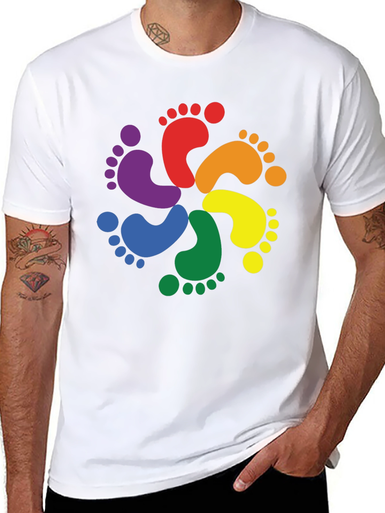 Black Rainbow Footprint T-Shirt - Pride Apparel view 8