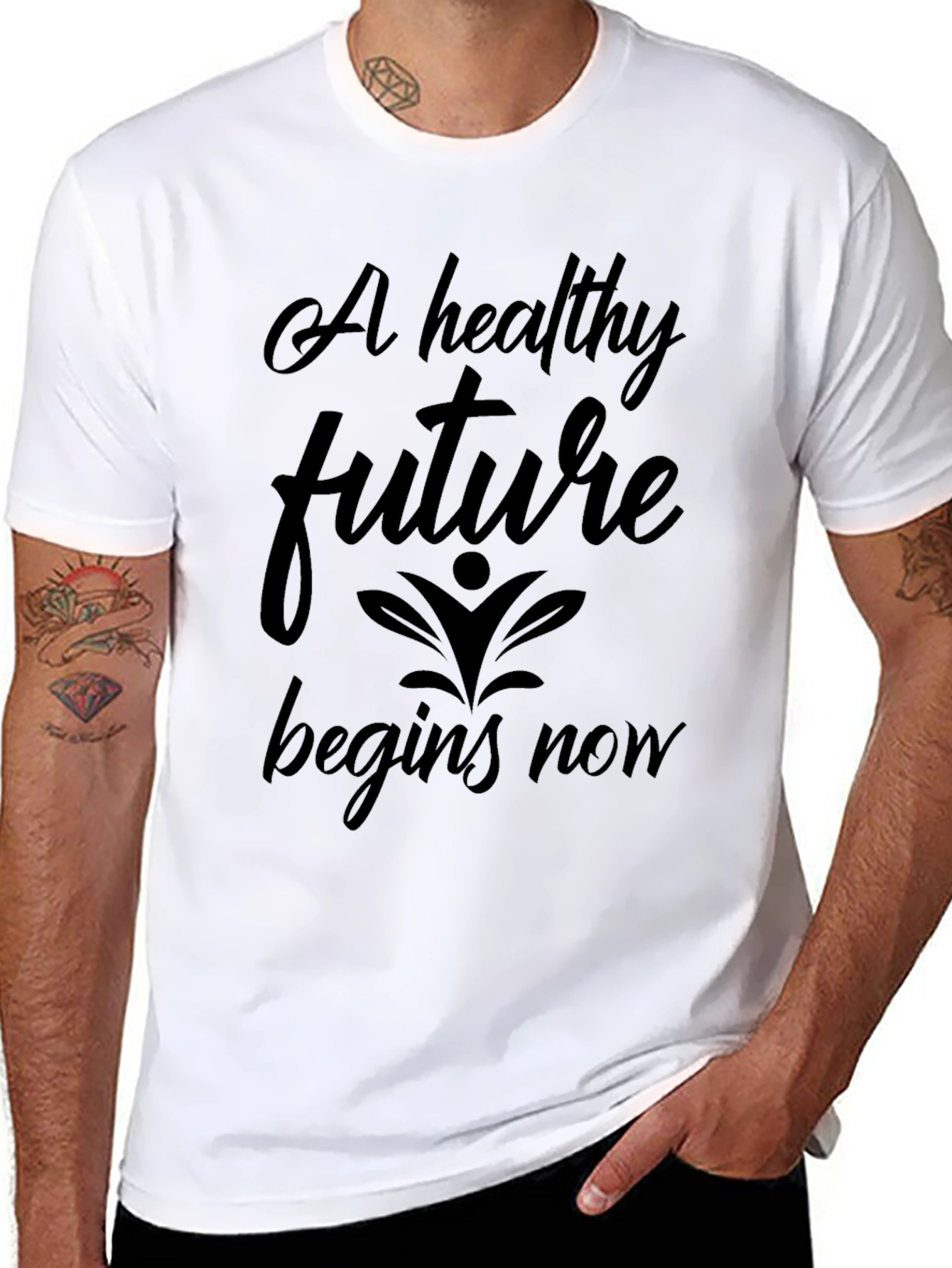 Black Healthy Future Begins Now Black Graphic Tee view 8