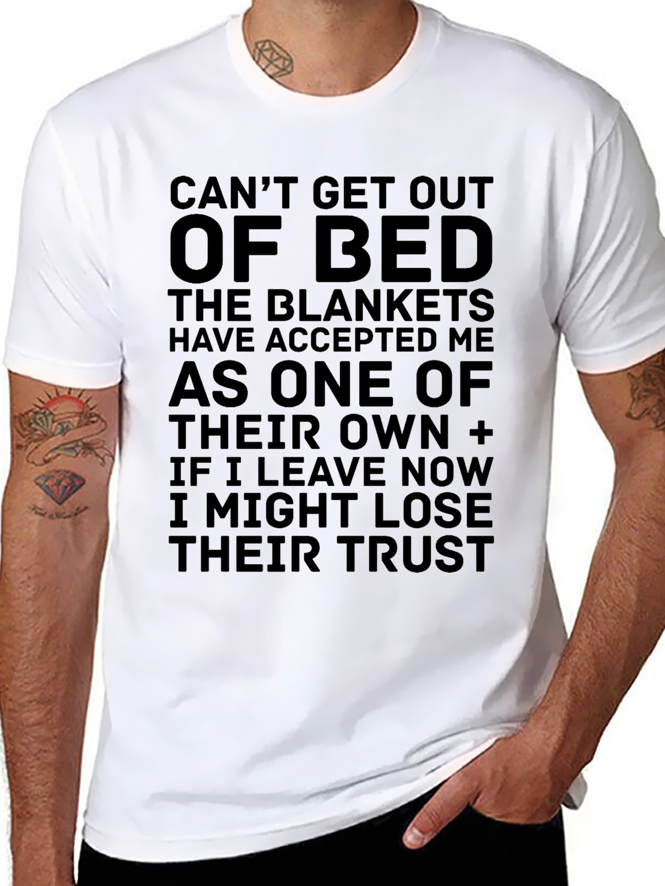 Black Can't Get Out of Bed Funny Graphic T-Shirt view 8