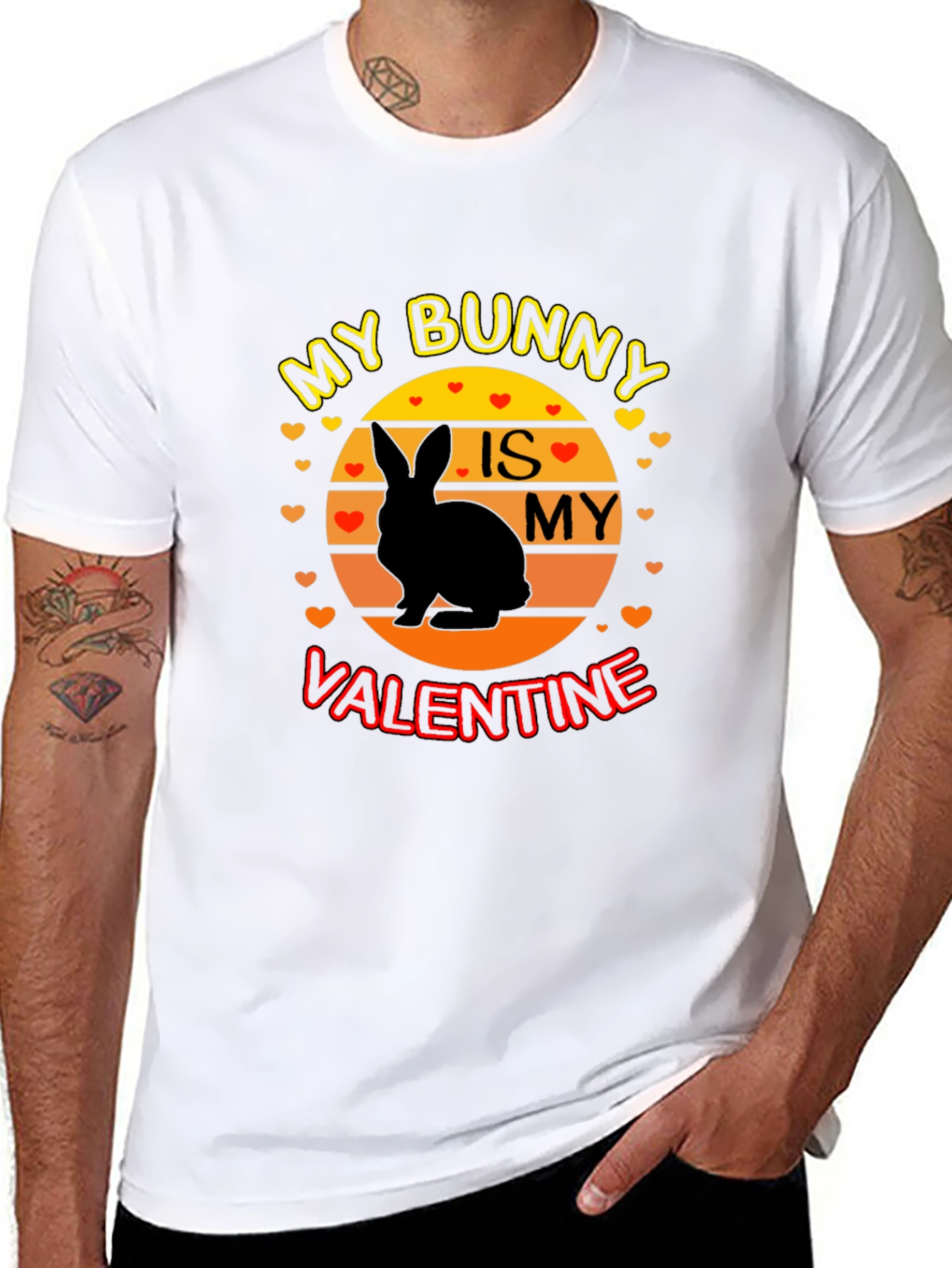 Black My Bunny is My Valentine Graphic T-Shirt view 8