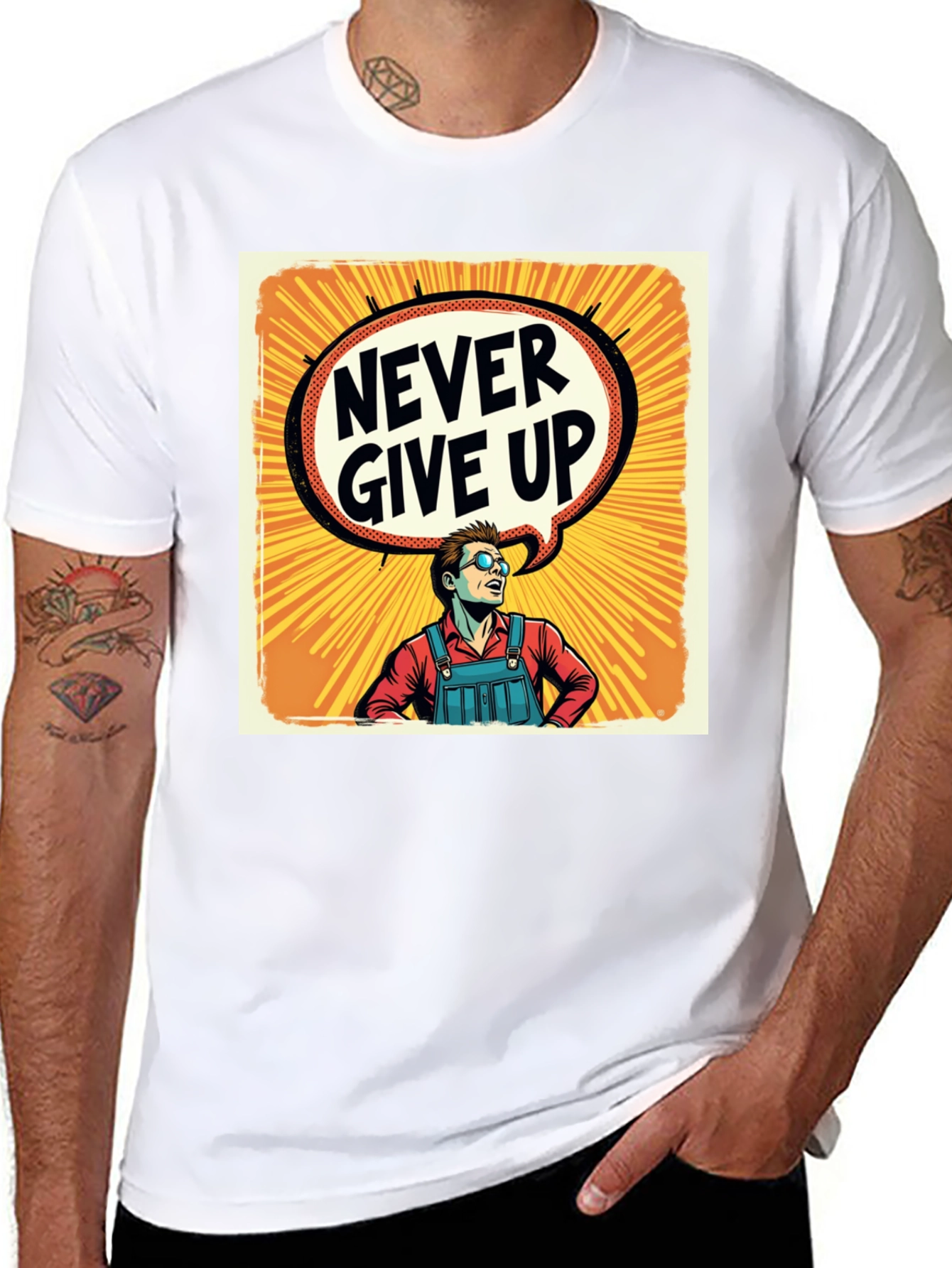 Black Never Give Up T-Shirt - Motivational Graphic Tee view 8