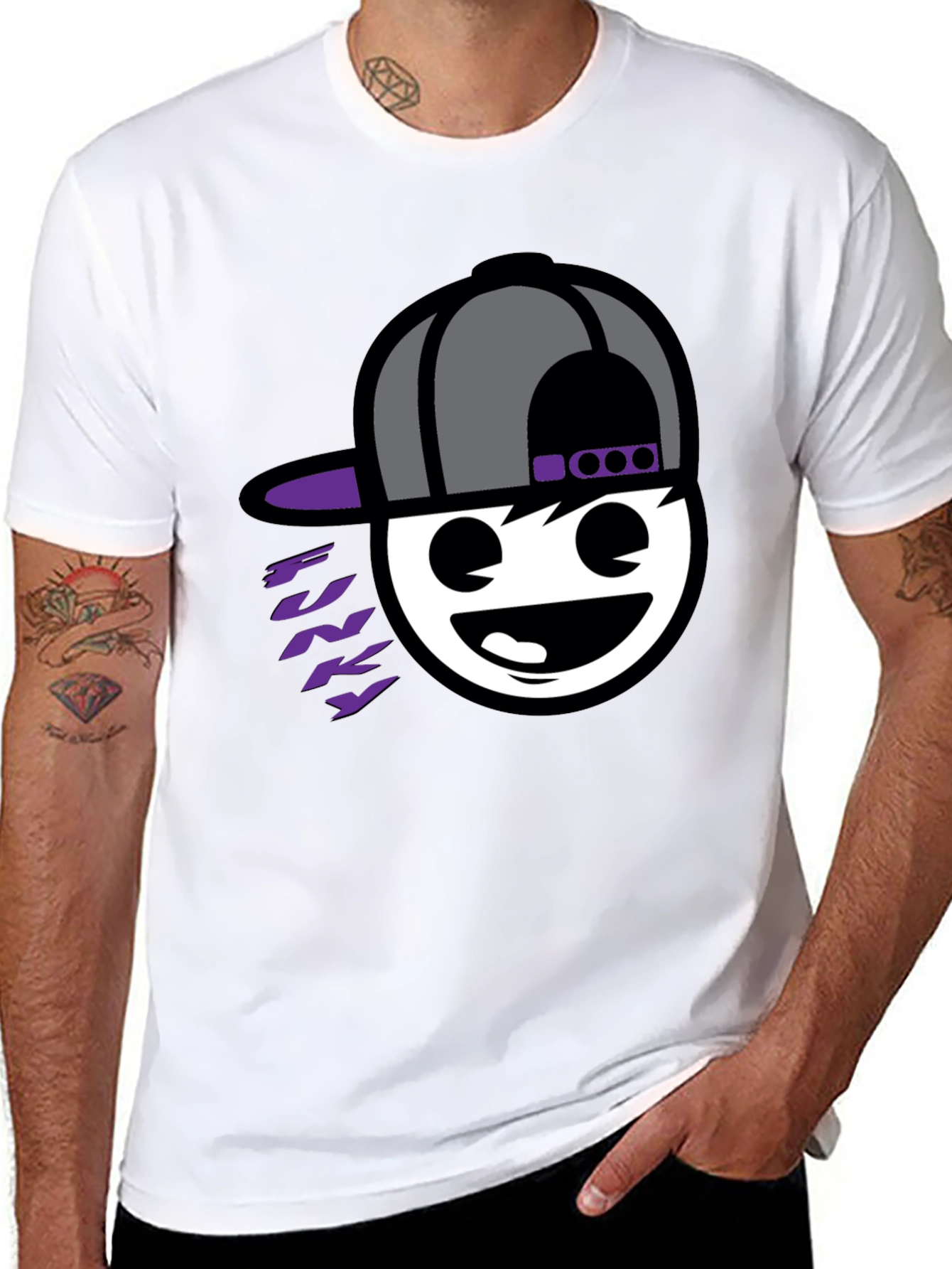 Black Funky Graphic Tee - Black Cotton Blend view 8