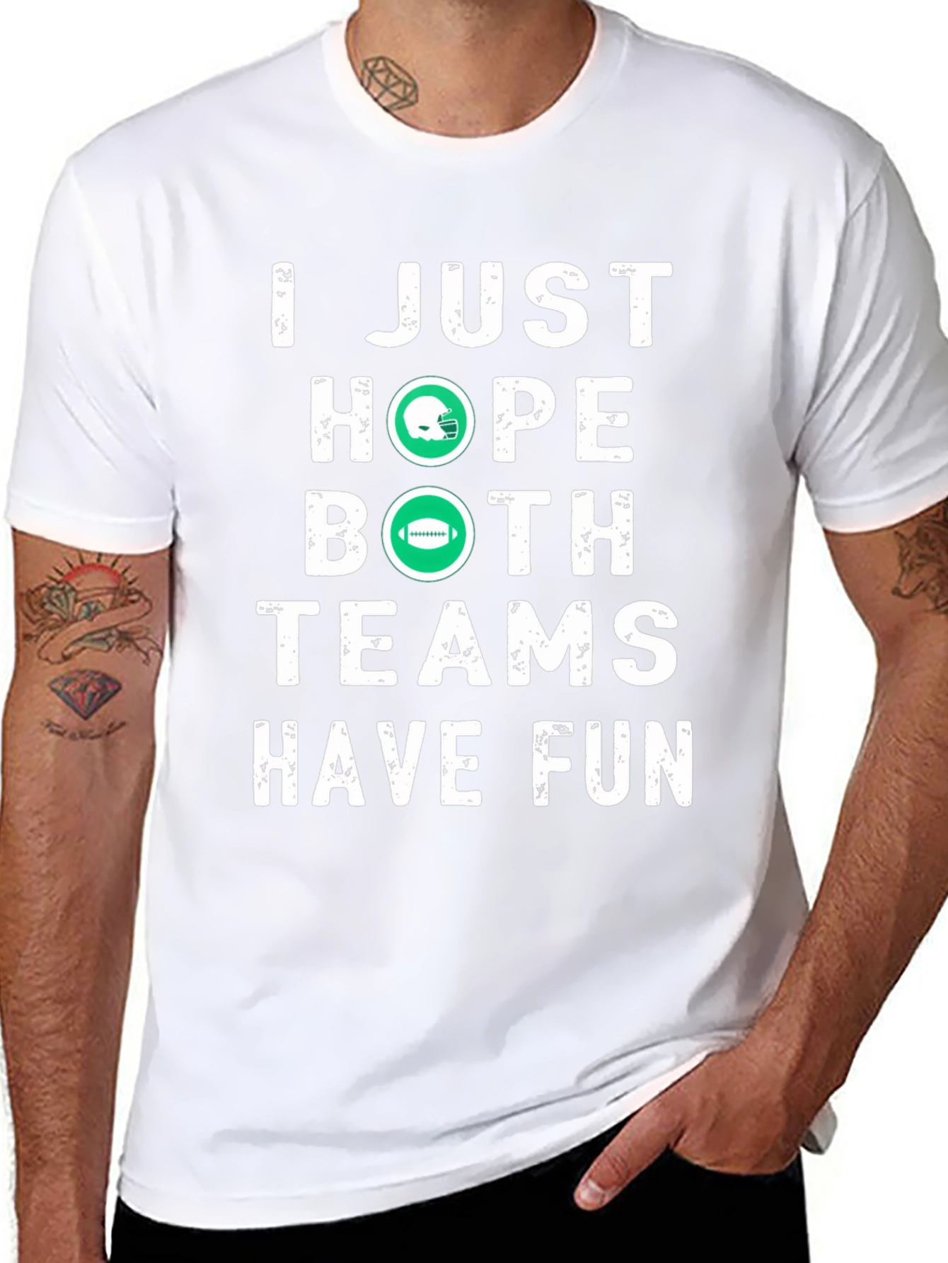 Black Funny Football T-Shirt - Hope Both Teams Have Fun view 8