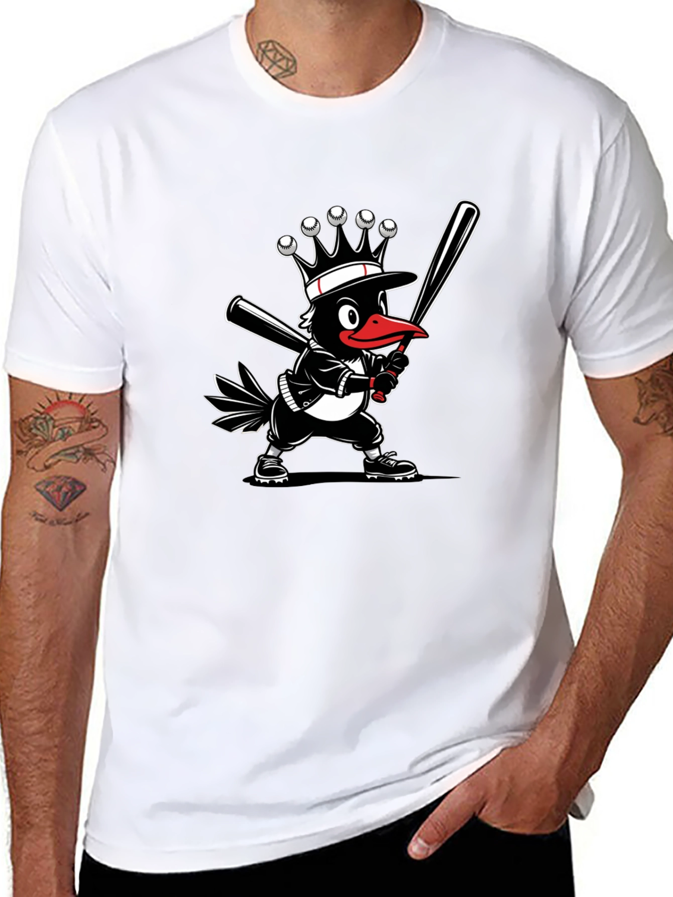 Black Baseball Crow T-Shirt view 8