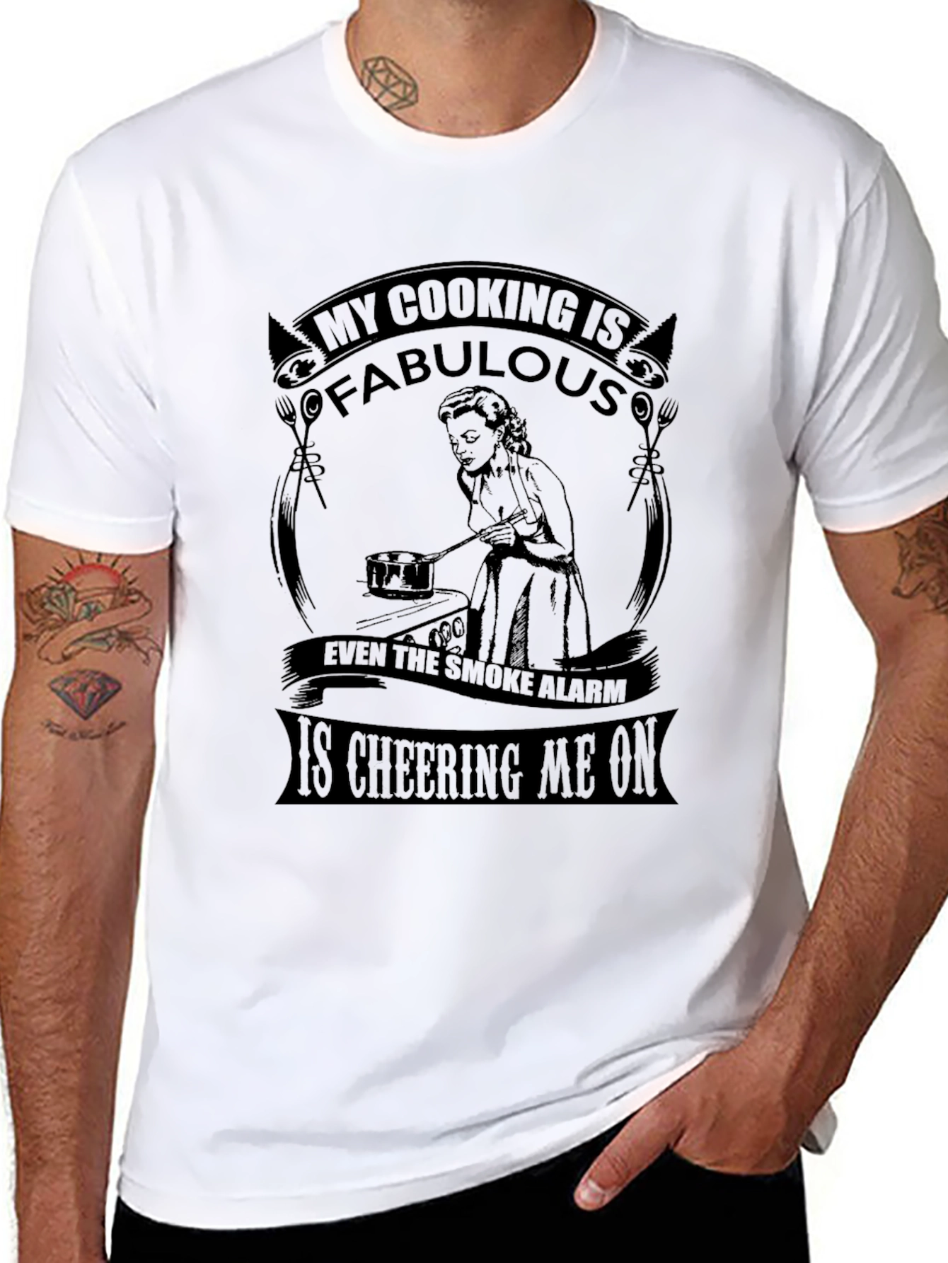 Black Funny Cooking T-Shirt - My Cooking is Fabulous view 8