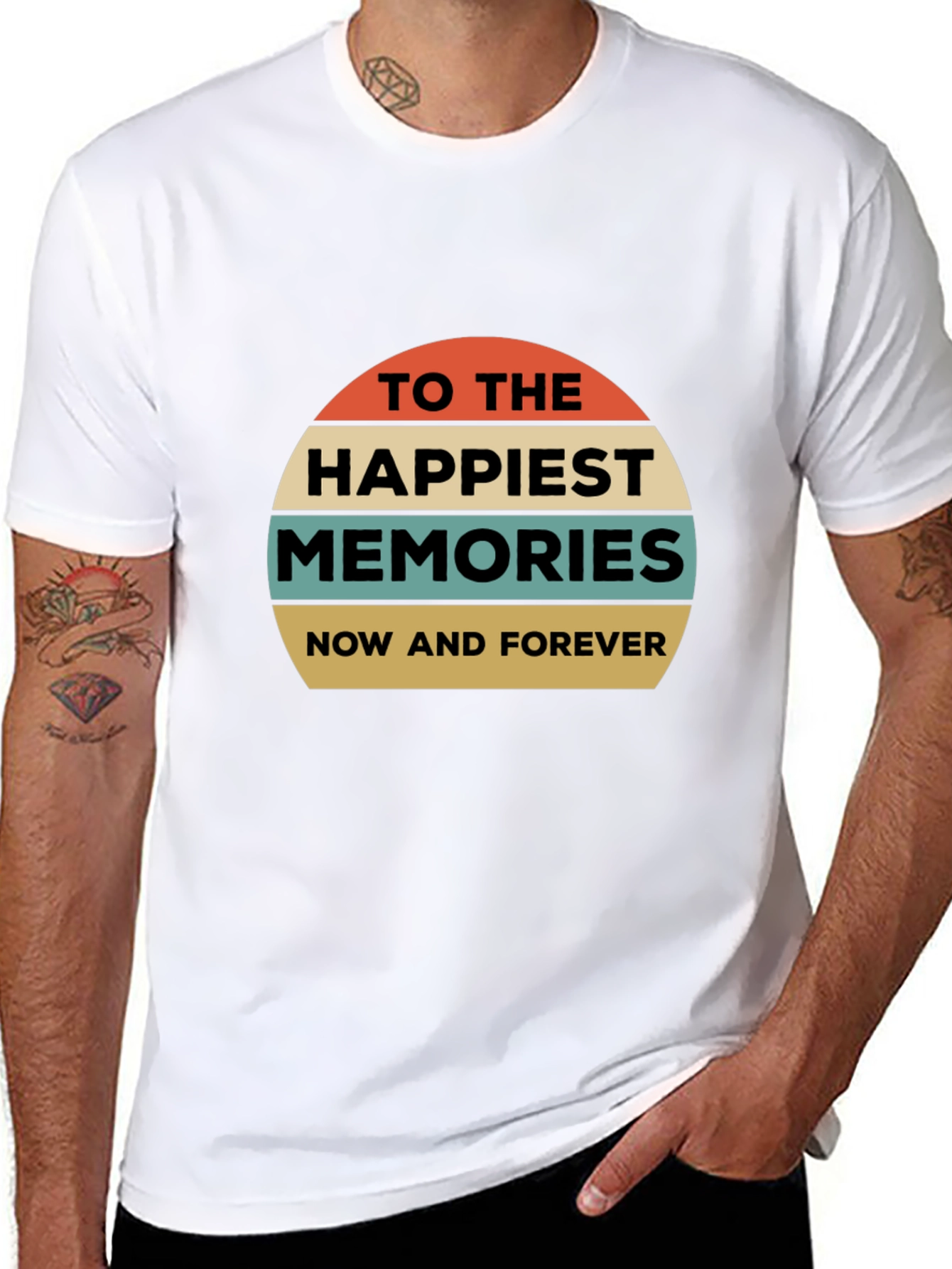 Black Happiest Memories Retro Graphic T-Shirt view 8