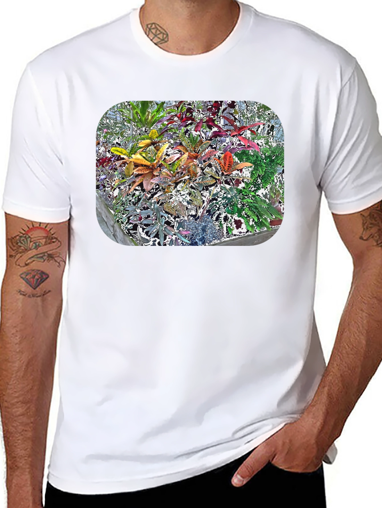 Black Vibrant Croton Plant Graphic Tee view 8